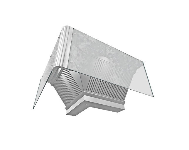 L型明檔玻璃煙罩 尺寸:1300x1300x900mm